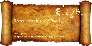 Roszinszky Ábel névjegykártya