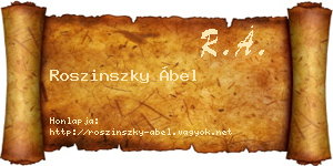 Roszinszky Ábel névjegykártya